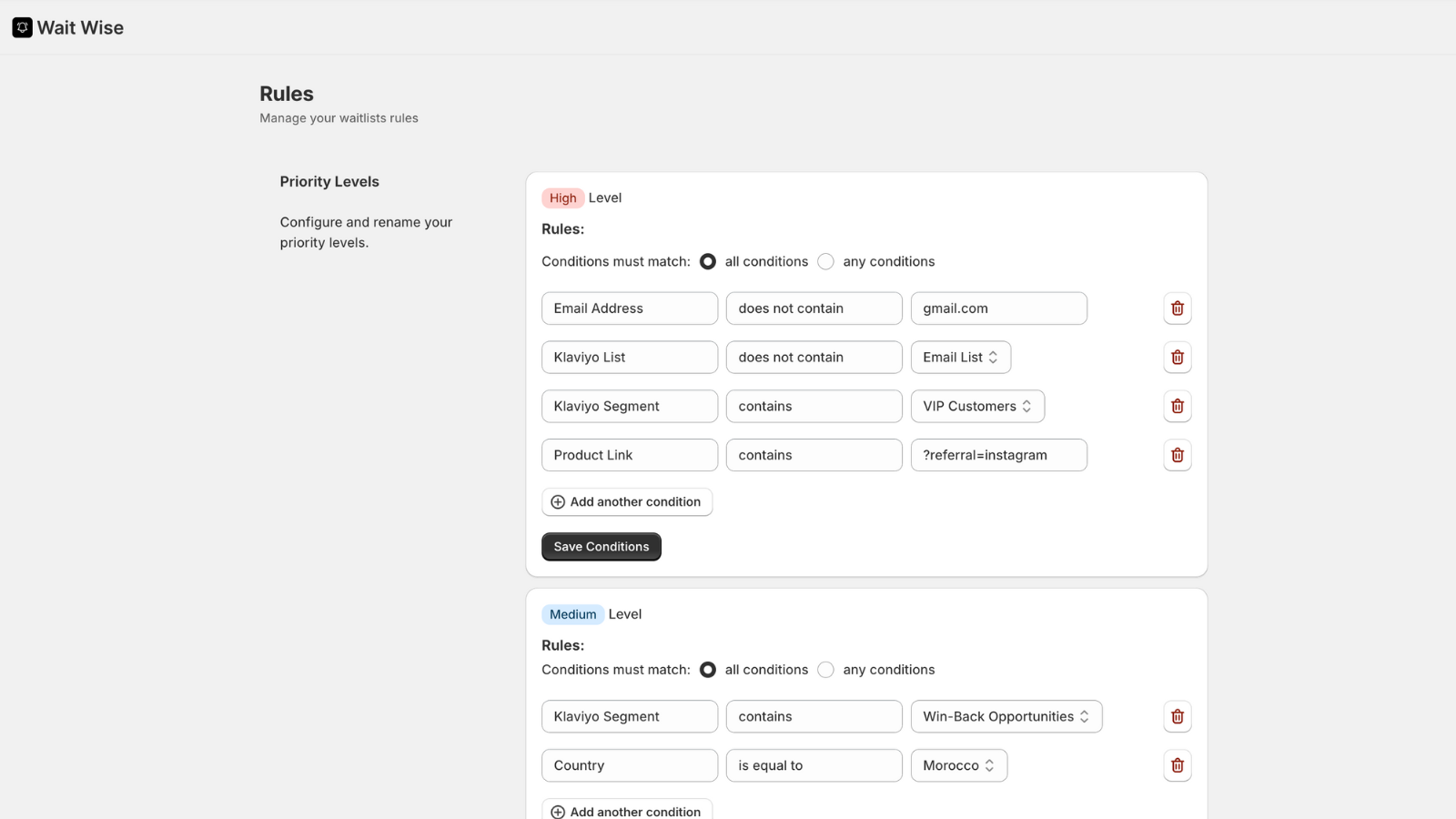 Wait Wise Product Page Integration